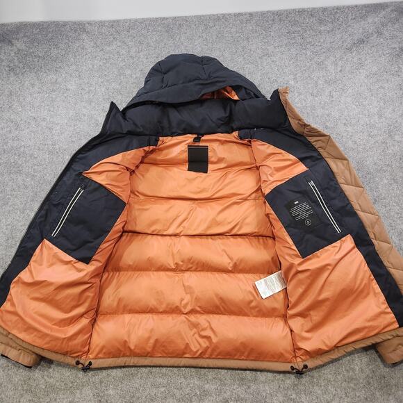 Duno Jacket Mens L? Brown Plaid Hooded Puffer Winter Coat Down Insulated Warm - Picture 12 of 16